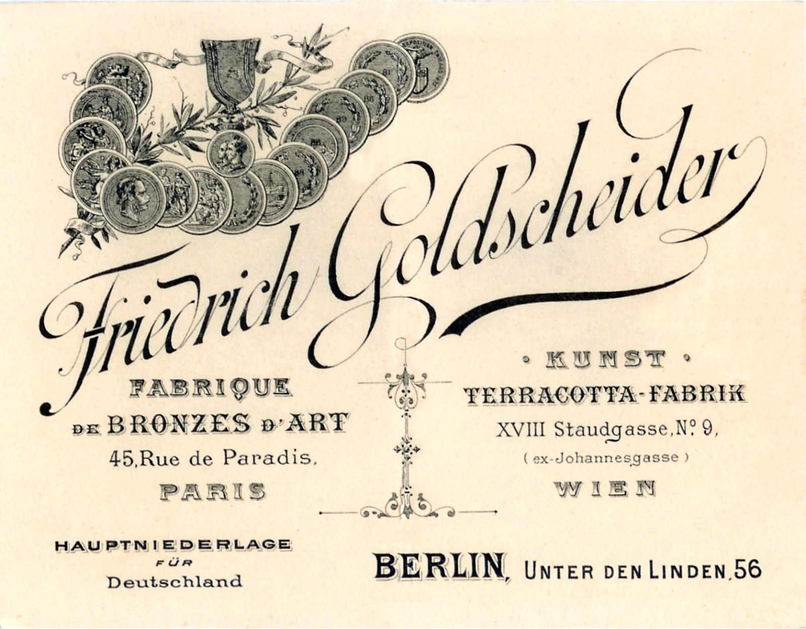 Friedrich Goldscheider Anzeige 1895